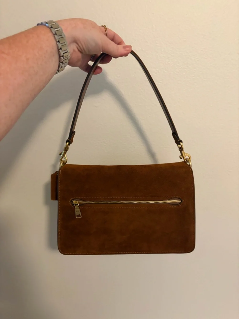 Coach Warm Brown Suede Chain Tabby Bag with Gold Hardware - Picture 3 of 6